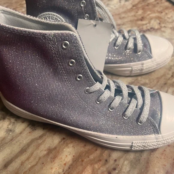 Converse Glittery High-Tops purple with White Shoes tenis sneaker - Picture 4 of 9